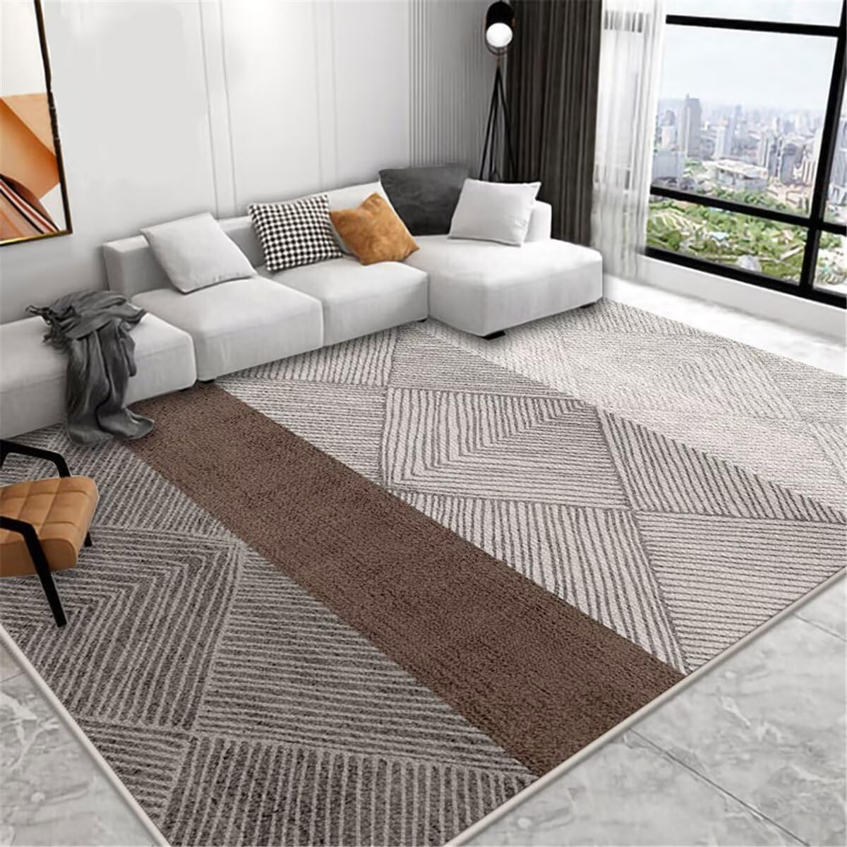 Tapis chambre ado fille gris anti-poussière grand format