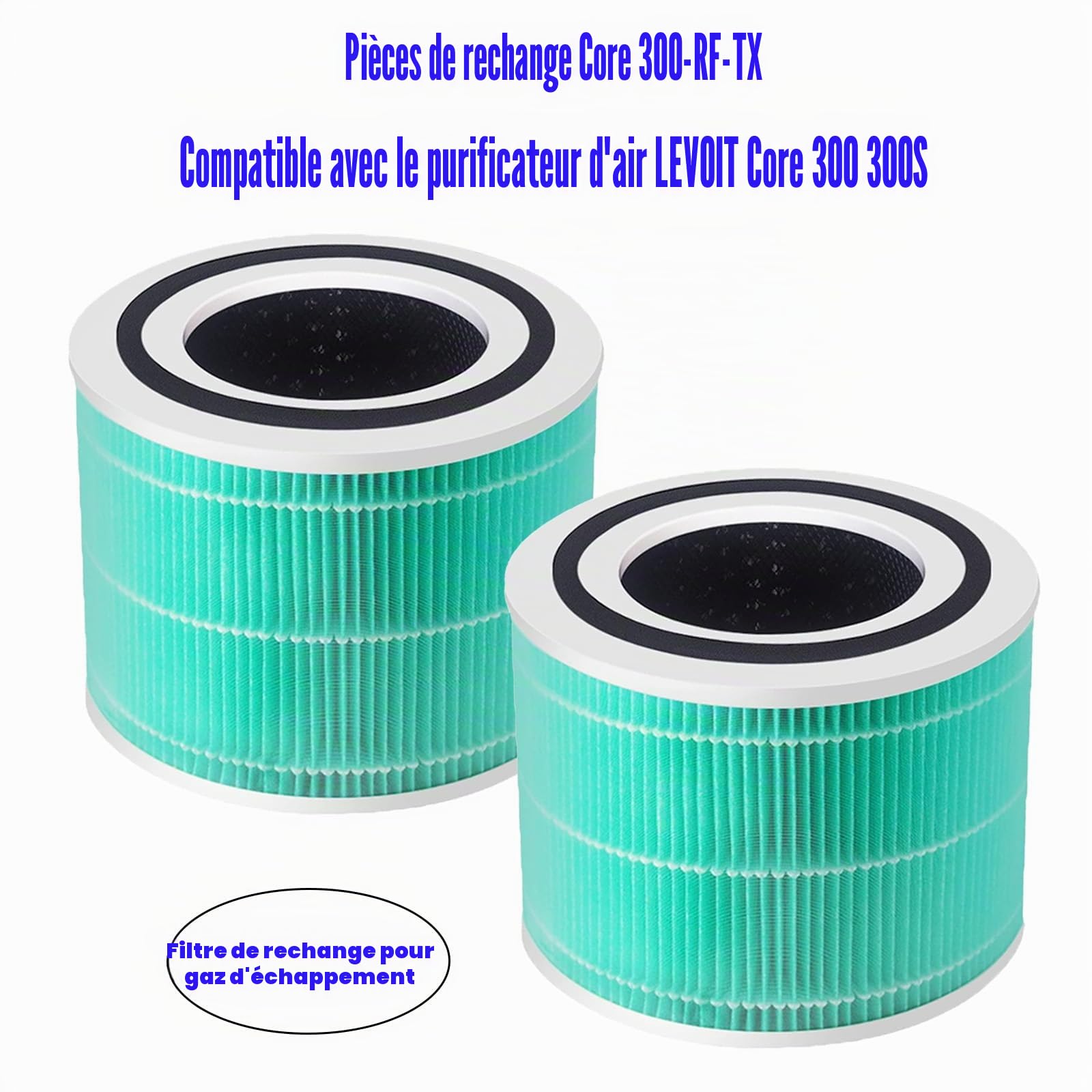 Lot de 2 Filtres de Rechange LEVOIT Core 300-RF-TX 3 en 1 Toxin HEPA | Compatible Avec Purificateur d'Air Core 300 300S, Pour Fumeurs et Personnes