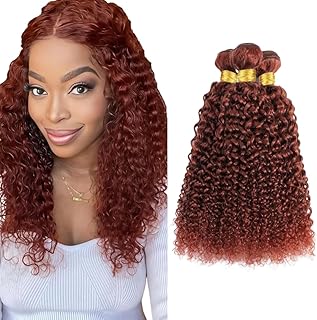 Copper Bundles Human Hair Color 33 Reddish Brown Kinky Curly Human Hair Bundle 12 14 16 Inch Unprocessed Brazilian Virgin Remy Hair Copper Red Curly Bundles