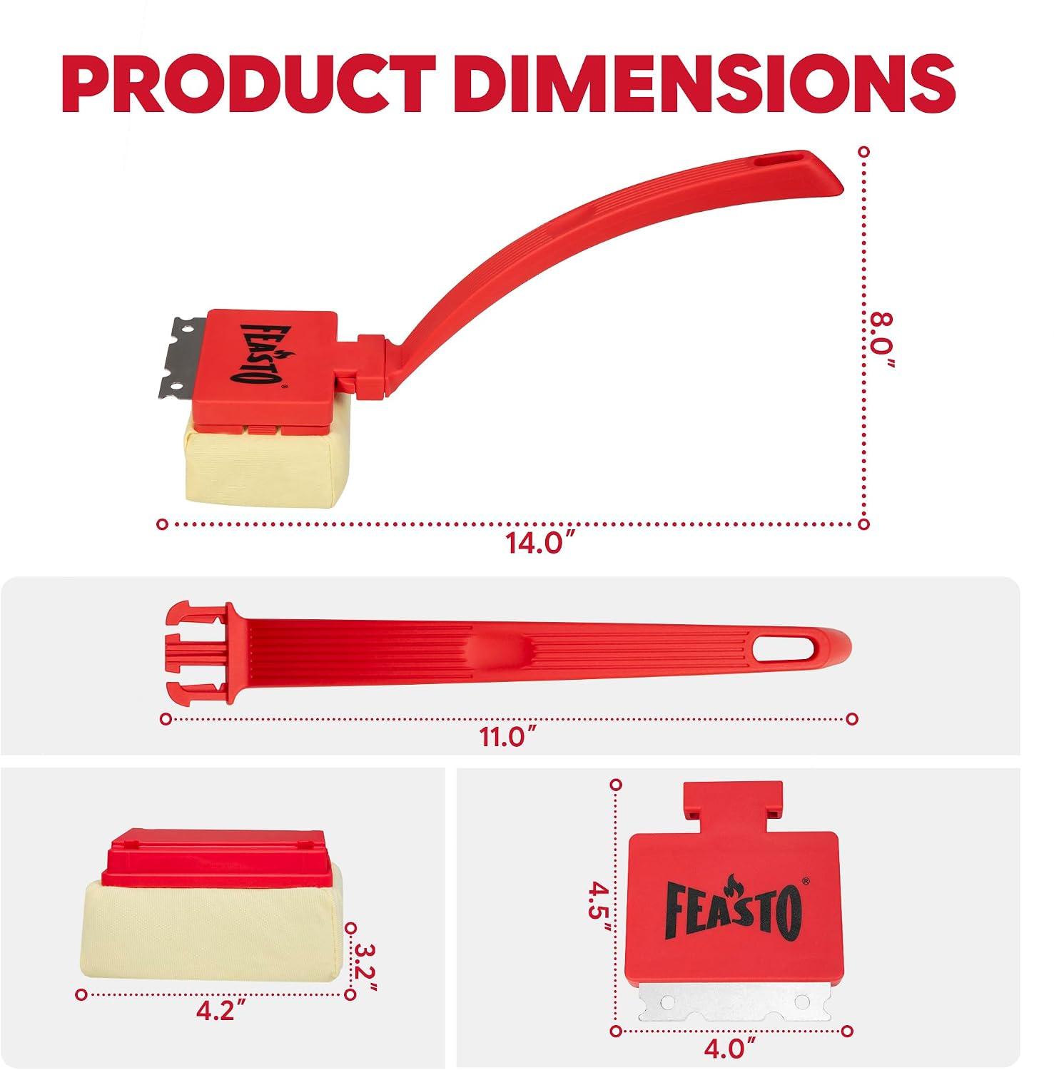 Feasto Bristle Free Grill Brush with Scraper for Outdoor Grills, Red | Reinforced Steam BBQ Cleaning Brush with Replaceable Cleaning Head, Safe Grill Cleaner for Cast Iron & Stainless Steel Grates