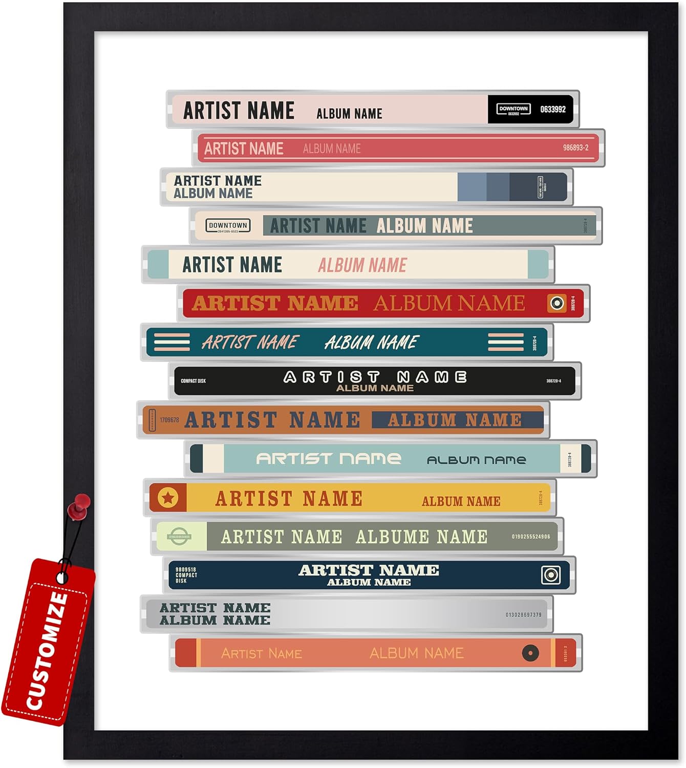 Poster Master Personalized CD Stack Print, Customized Music Poster and Canvas, Song Collection Art, Gift for Family, Loved Ones, Friends, Available in 8x10 to 30x40