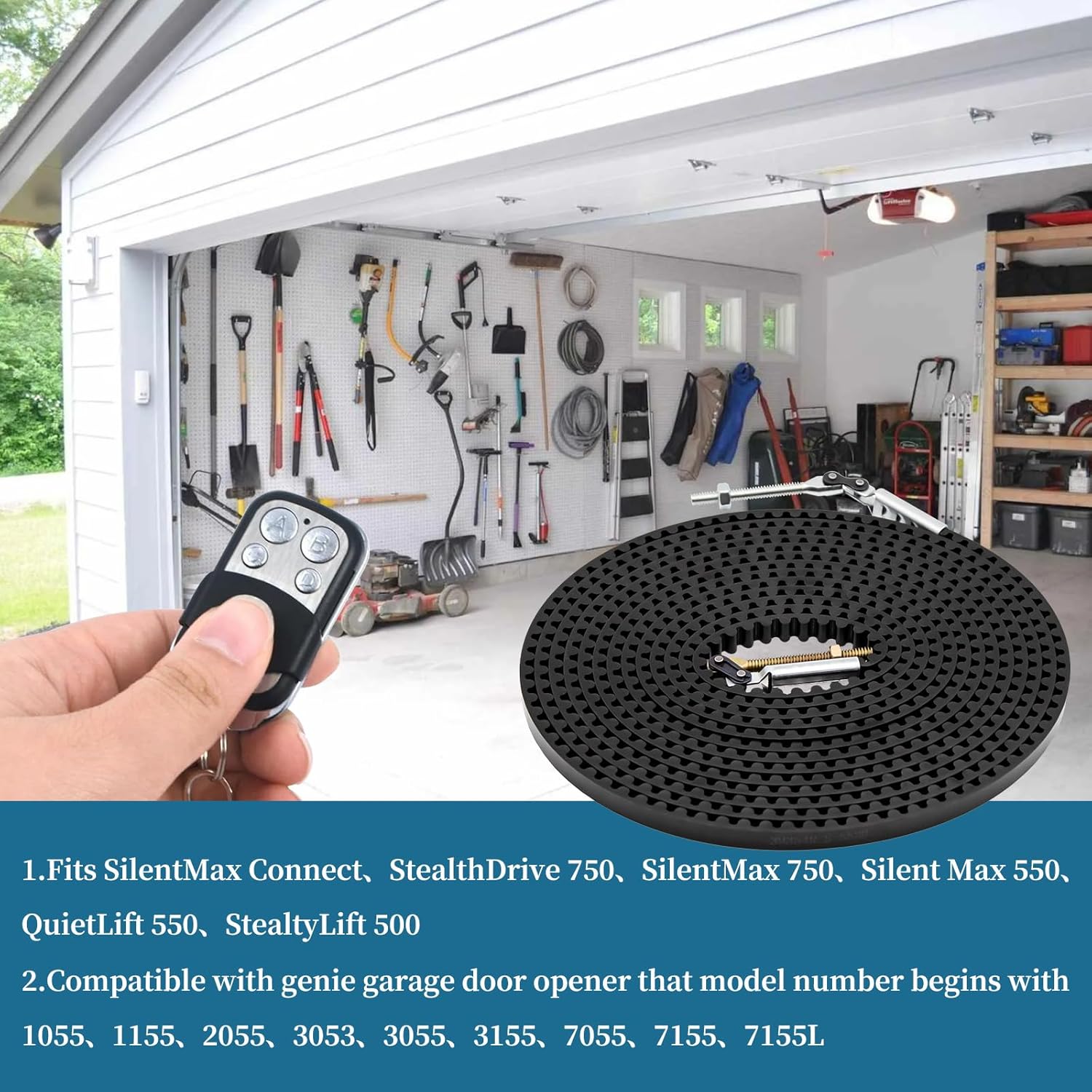 Upgraded Drive Belt 39354R. S, Compatible with Genie Garage Door Opener 7155, 3055, 3053, 2055, 7055, 1055, SilentMax 750, SilentMax 550, Replacement 7 Ft High Garage Door Belt