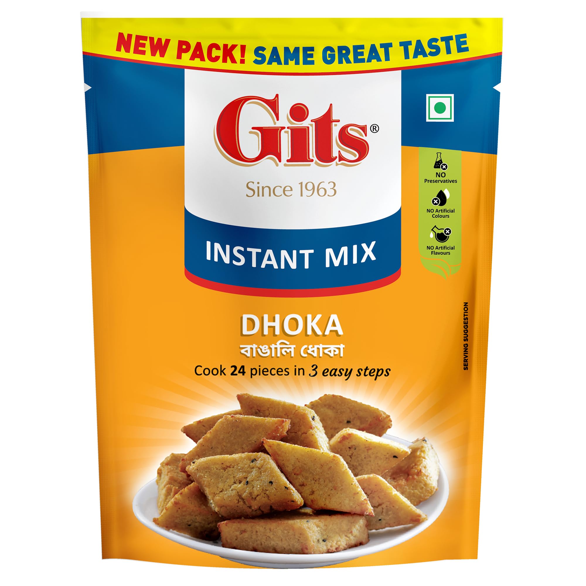 Instant Dhoka Snack Mix, Makes 24 Pieces, Pure Veg, Indian Snack Mix, 800g (Pack of 4, 200g Each)