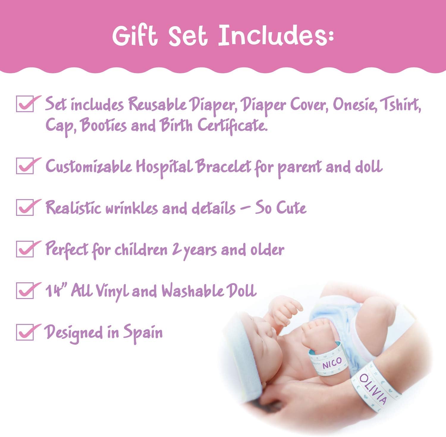 Best Cyber Monday 🔥 8 piece Layette Baby Doll Gift Set | JC Toys - La Newborn Nursery | 14 Life-Like Smiling Newborn Doll w/ Accessories | Blue | Ages 2+