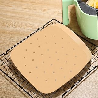 Generic Air Fryer Liner Parchment Paper,100 Pcs Square Perforated Parchment Paper,Disposable Nonstick Parchment Paper for Steamer,Air Fryer,Baking (6.5x6.5 Inch), Khaki