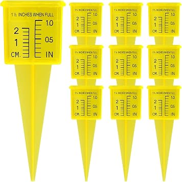 10Pcs Rain Gauge Outdoor, Transparent Rain Gauge, Sprinkler Gauge Reusable Garden Water Gauge Outdoor, Water Measuring Tool Durable Plastic Sprinkler Gauge Instrument for Garden Lawn Backyard