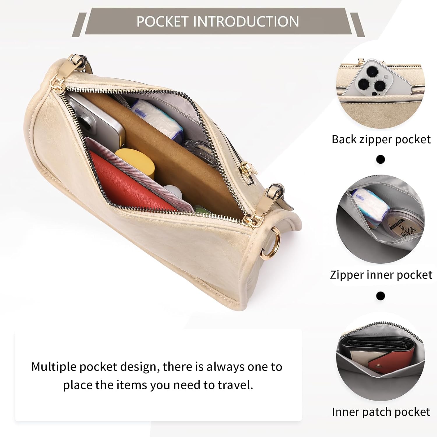 SENDEFN Crossbody Bag for Women PU Leather Bohemian Vintage Stylish Purses Shoulder Handbags with Adjustable Guitar Strap - Image 3