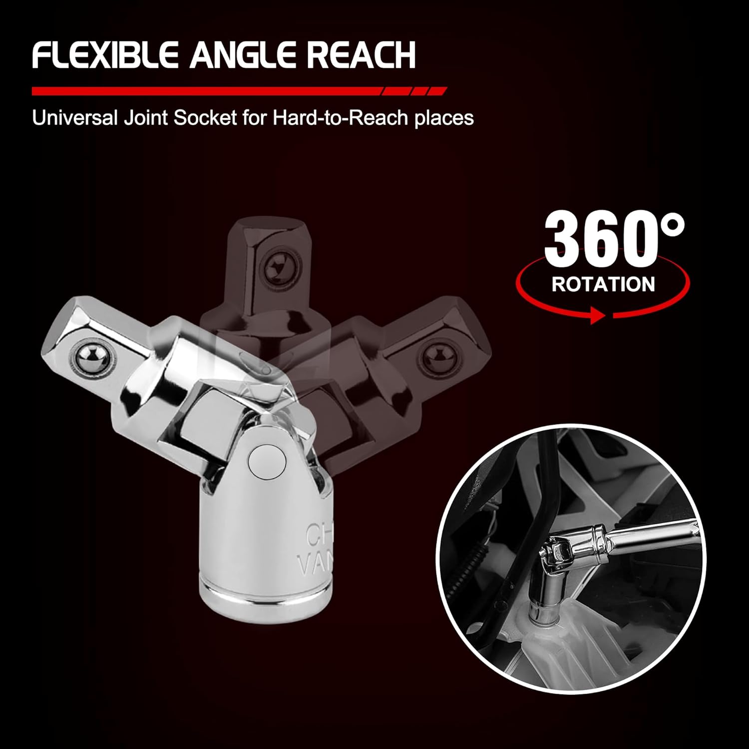 GURADESIGN 5-Piece 1/4 Inch Drive Extension Bar Set, Includes 2, 4, and 6 Inch Extensions, 1/4 Inch Drive Universal Joint Socket and Flexible Socket Extension Bar