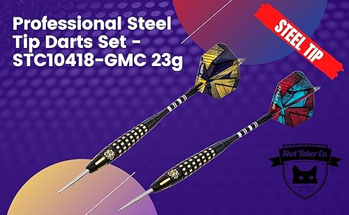 Miniatura 2 de SHOT TAKER CO. EST. 2017 Juego de 6 dardos de punta de acero  Dardos profesionales para diana  Incluye barriles + ejes de plásticoaluminio + anillos
