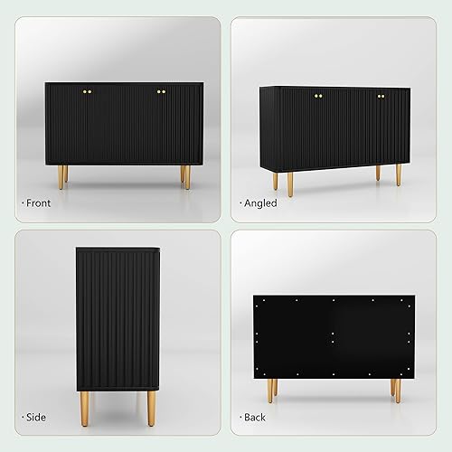 Miniatura 3 de HLR Armario de buffet aparador, gabinete moderno de 48 pulgadas con 4 puertas y estantes extraíbles, armario de entrada Credenza con almacenamiento