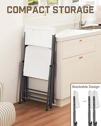 Miniatura 7 de FanttikOutdoor Silla plegable de plástico portátil, para interiores y exteriores, cómodo asiento de oficina resistente con marco de acero, capacidad