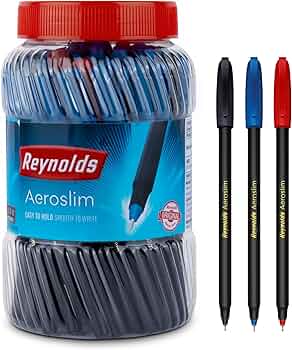 Reynolds AEROSLIM Ball Pen SET - 70 PENS (60 BLUE, 5 Black, 5 Red) | PEN WITH COMFORTABLE GRIP |BALL PENS FOR WRITING | PEN FOR STUDENTS & OFFICE STAT...