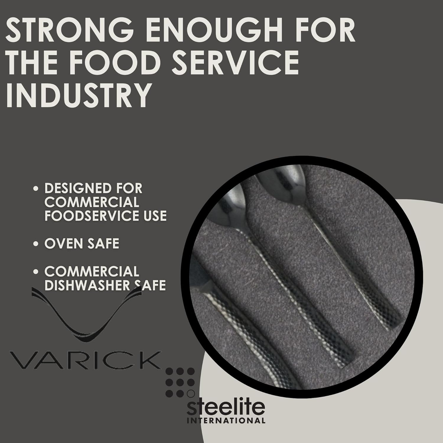 Steelite Varick Malcolm Flatware Silverware, Satin Hammered Texture Modern Handle, 18/10 Stainless Steel Utensils, Silverware for Commercial Foodservice Restaurant Use