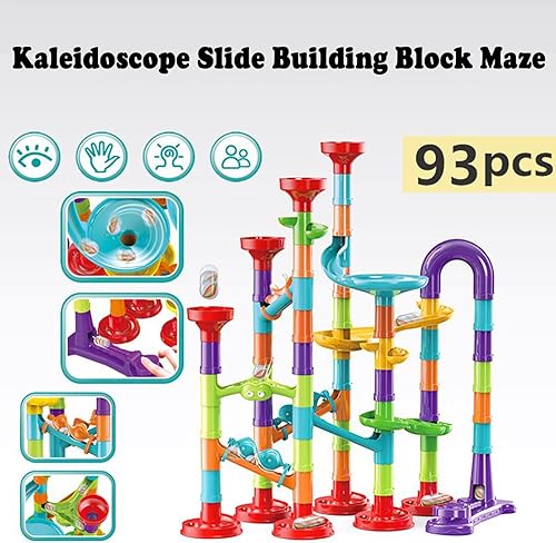 Miniatura 2 de ailixinda Juego de 93 piezas de mármol de alta calidad, juguete educativo de bloques de construcción STEM, juego de carreras de pista de mármol con