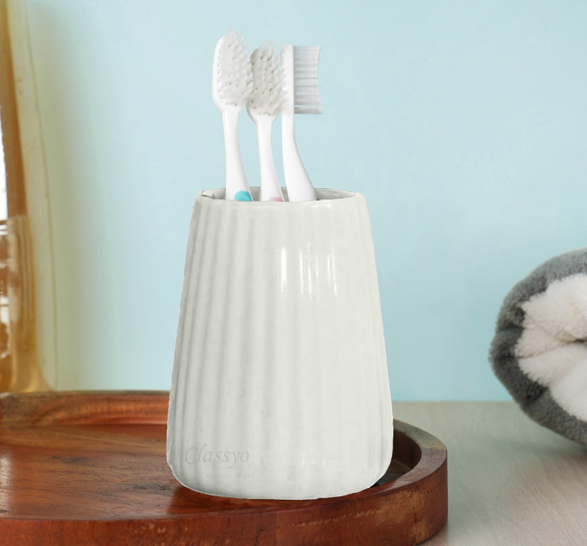 Classyo Ceramic Toothbrush Holders for Bathroom, Brush Stand for Bathroom, Tooth Brushes Holder, Toothbrush Stand, Brush Holder for Bathroom (White) (B0D49RN3N4) Amazon Price History, Amazon Price Tracker