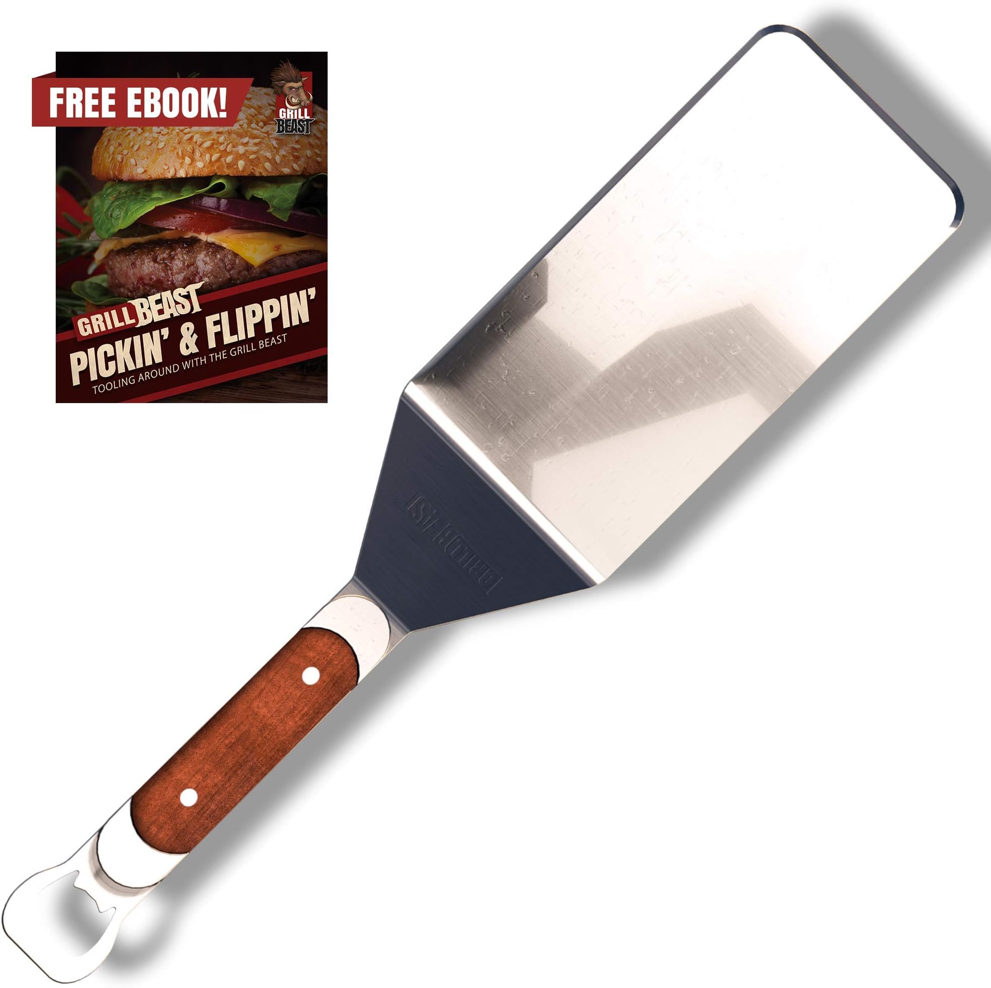 Grill Beast BBQ Spatula โ Large 17 3/4-Inch Stainless Steel Grill Flipper with Comfortable Grip for Confidently and Efficiently Turning Burgers, Fish, Veggies, Grilled Sandwiches, Meat, and More