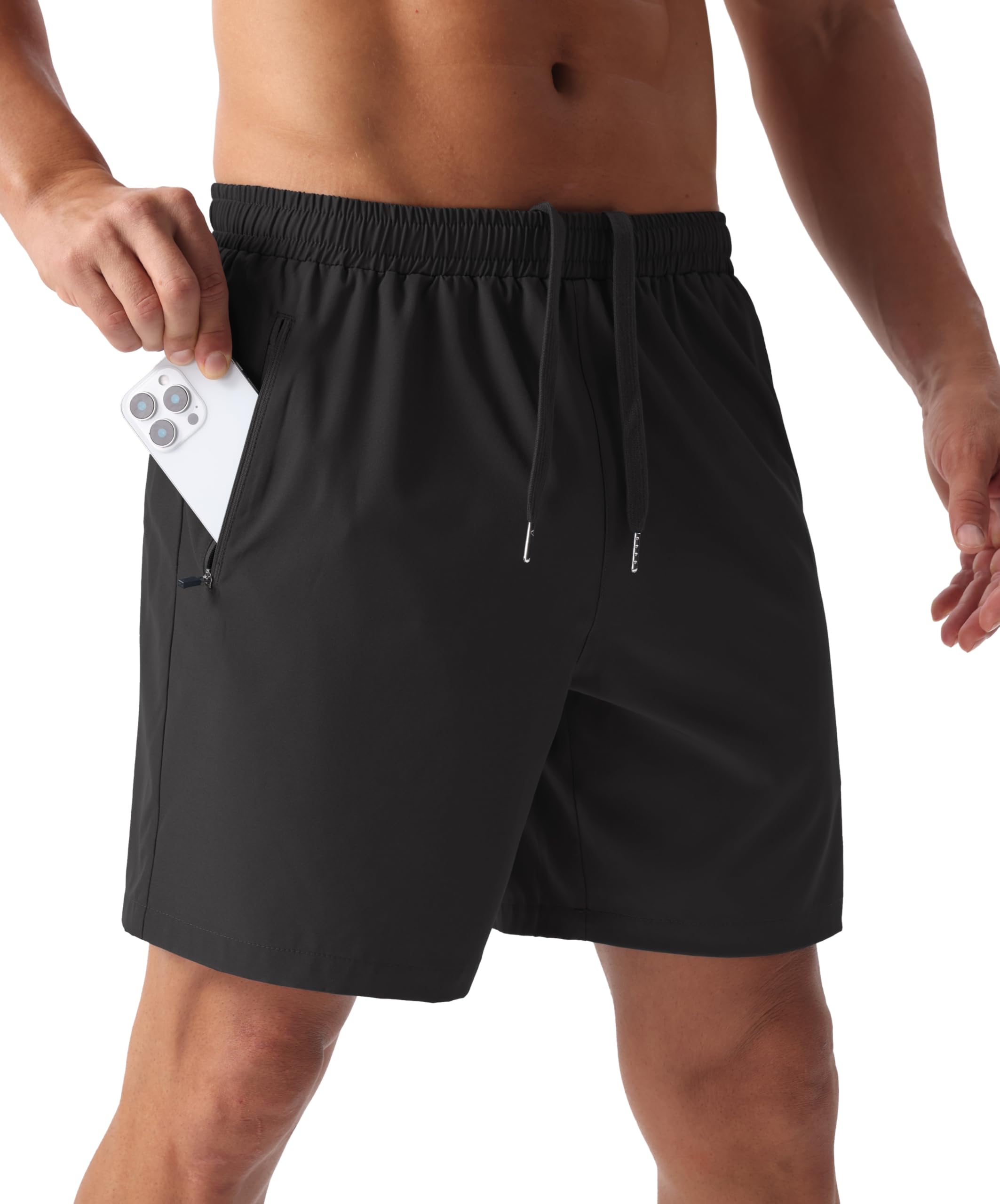 Sailwind Mens Athletic Running Shorts 7 Quick Dry Lightweight Workout Gym Shorts with Zipper Pockets for Basketball Hiking