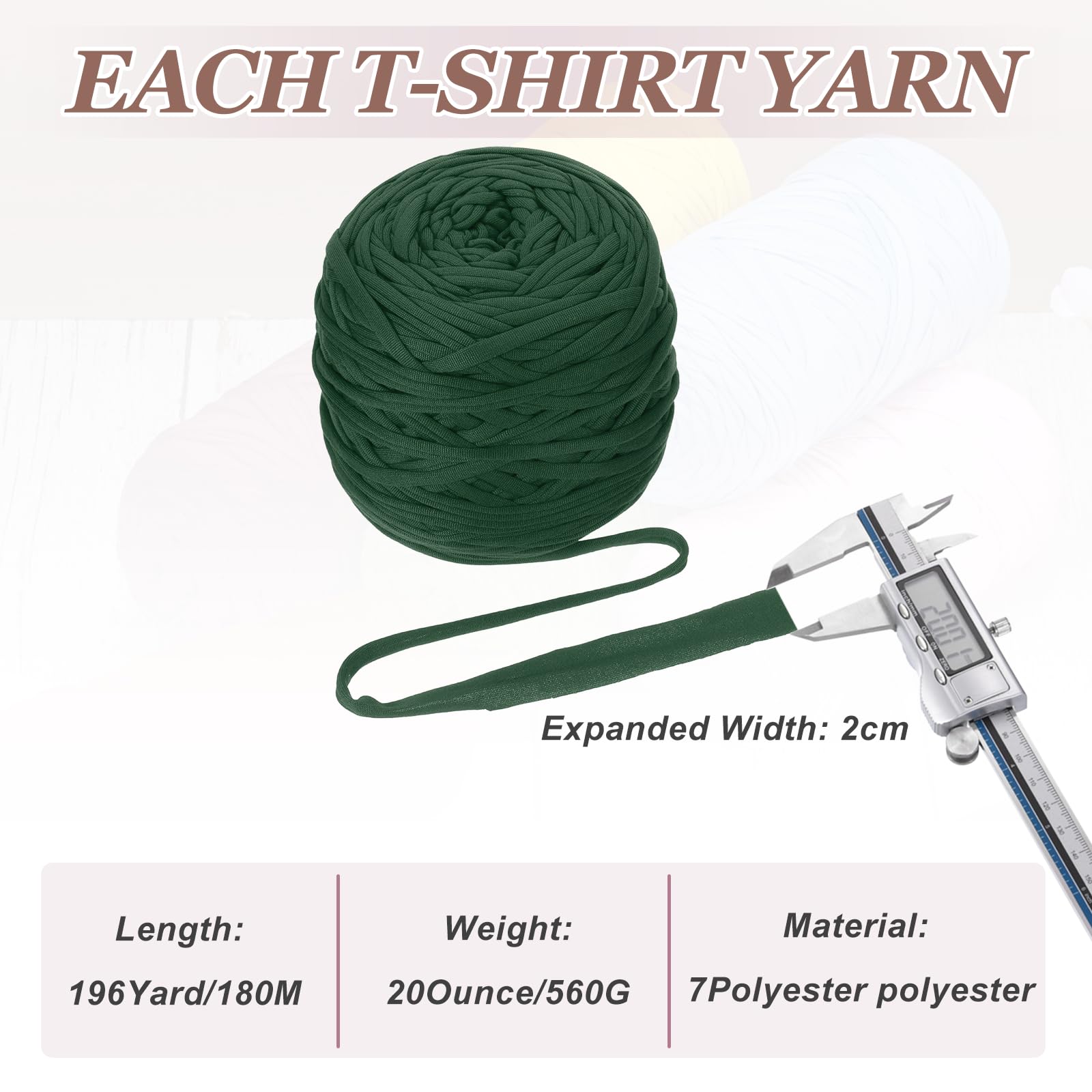 PATIKIL T-Shirt Yarn for Crocheting with 1 Crochet Hook - Image 2