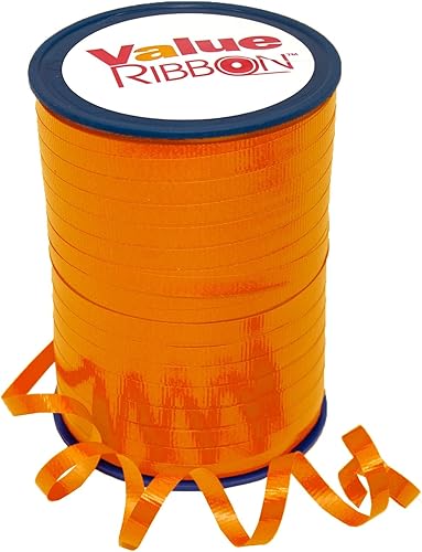 Cinta de valor prensada de 316 pulgadas x 500 yardas para decoración de cumpleaños, cinta rizadora para envolver regalos, cintas naranjas para
