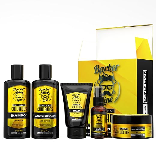 Kit Para Barba Shampoo, Condicionador, Balm, Óleo E Cera (Sem máquina)