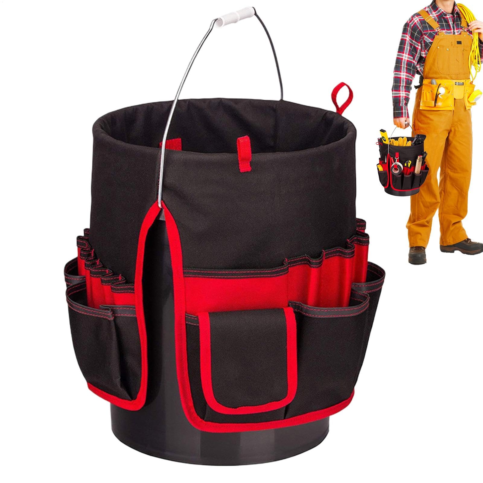 Sac seau pour outils, organisateur d'outils seau | Organisateur de seau étanche avec plusieurs poches | Organisateur de seau étanche, organisateur d'outils de jardinage pour tournevis, niveaux, pinces