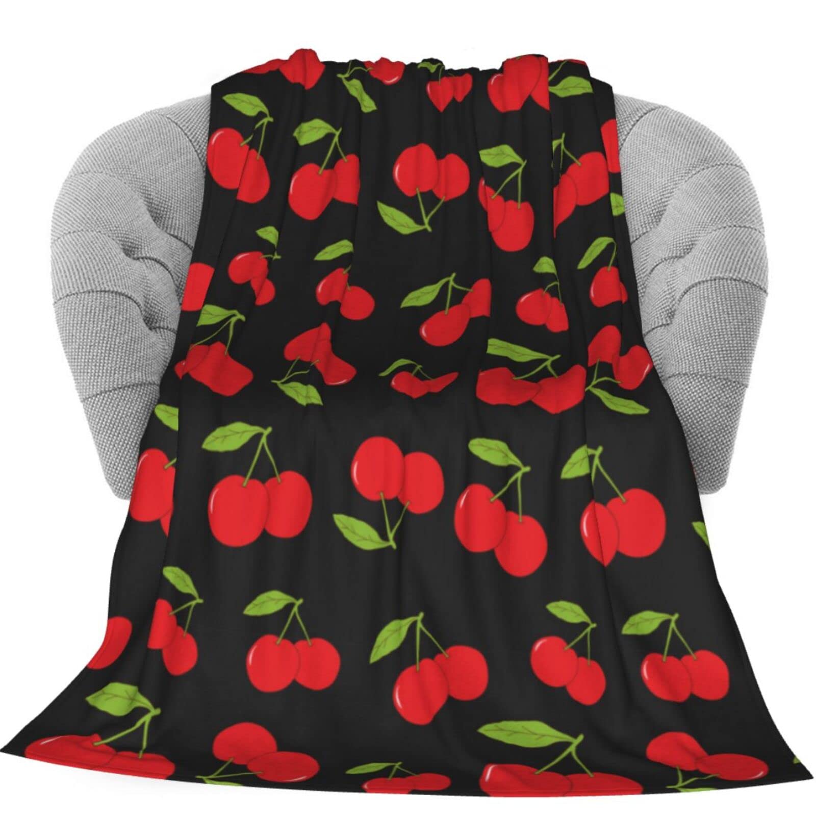 KiuLoam Red Cherry Pattern Soft Throw Blanket 40