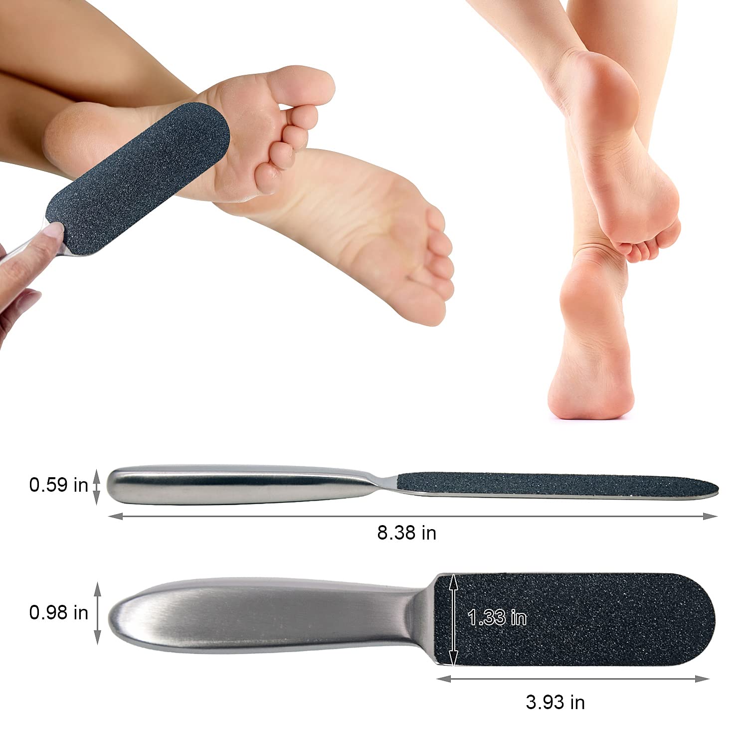 Professional Pedicure Foot File and Callus Remover for Hard Skin Stainless Steel Foot Rasp File with Ten Free Refill Grits Replacement Pads with Two Sides Simple Bath Pedicure Salon Foot Scrubber(21) - Image 2
