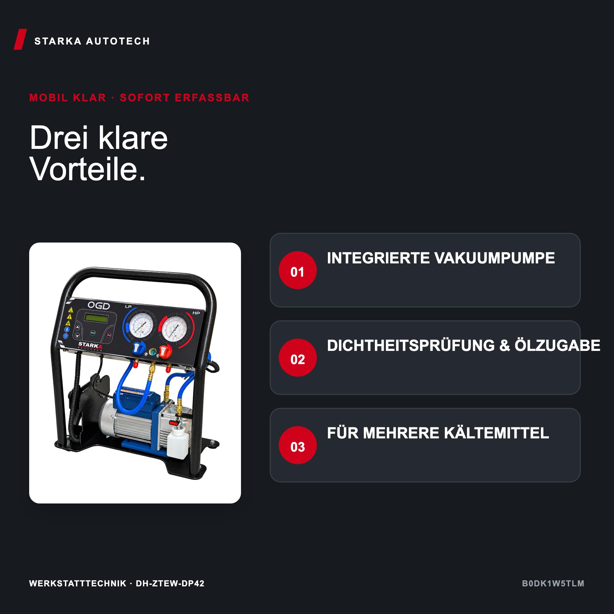 Automatisches Kältemittel-Füllgerät mit Vakuumpumpe – Digitale Waage, Ölzugabe, Dichtheitsprüfung – 5 g Genauigkeit – für R134a, R1234yf, R404A, R407C, R410A und R513A
