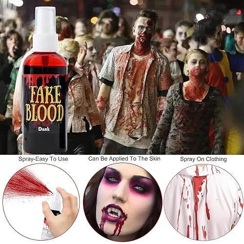 Miniatura 2 de Fake Blood Washable,Fake Blood Makeup,Fake Blood for Clothes,Halloween Liquid Fake Blood Spray,Blood Splatter for Zombie Monster Vampire Clown
