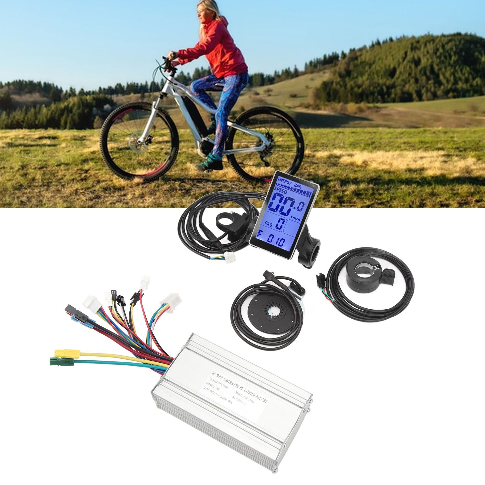 Zestaw do konwersji roweru elektrycznego, kontroler 30 A, panel M5, wspomaganie prędkości obrotowej, 1000 W, kompletny zestaw akcesoriów ze złączem SM do rowerów elektrycznych i skuterów, wykonany z