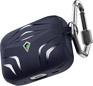 AhaStyle Rugged AirPods Pro 2 Case Cover (USB-C/Lightning Cable) Shockproof Hard-shell Protective Case Cover Compatible with AirPods Pro 2nd Gen 2023/2022 Charging Case (Midnight Blue)