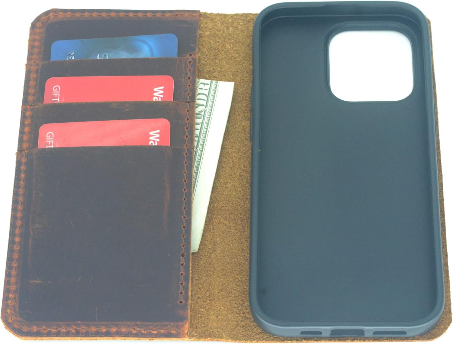 Genuine Leather Wallet case for iPhone 17 pro max 17 Pro 17 air 16 pro Leather Cover Brown