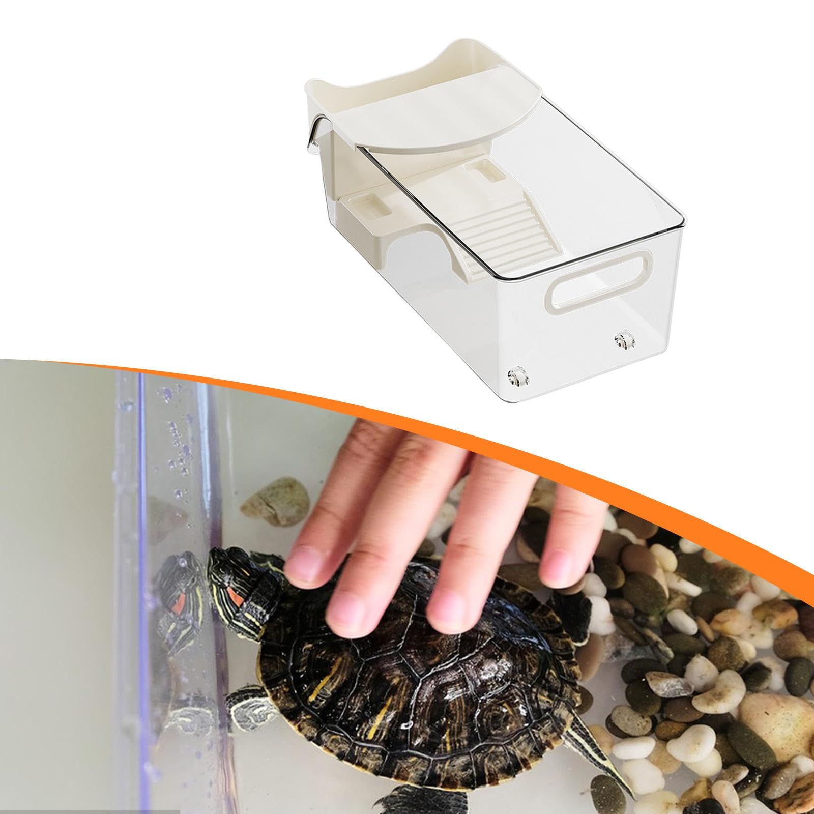 MagiDeal Terrario per tartarughe, contenitore per l'alimentazione di animali acquatici/terrestri, riposante, con fioriera e piattaforma, 37x19x14 Centimetri