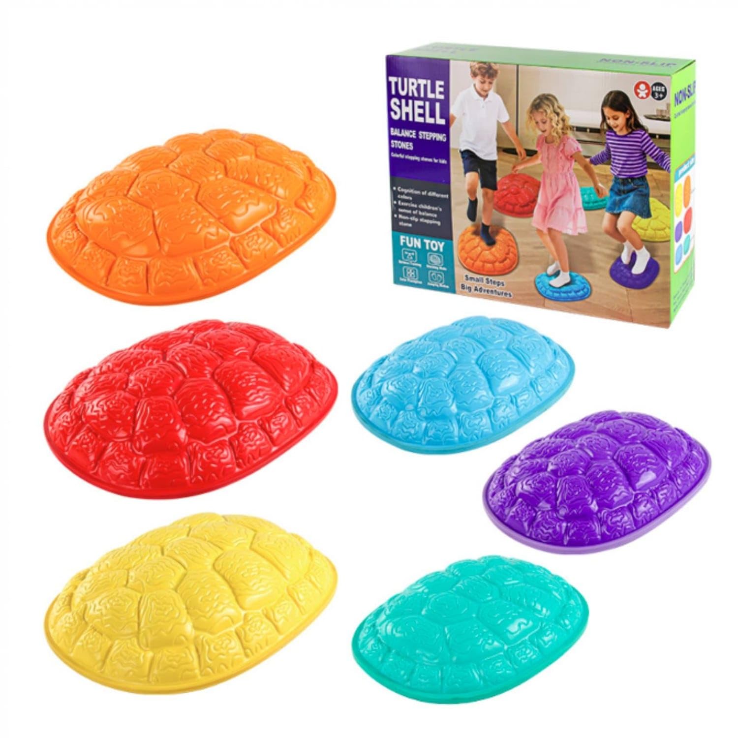 Long-Lasting Turtle Shell Stepping Stone Textured Turtle Balance Stepping Stones Molded Play Set Non-Slip for Children, Toddlers, Playroom, Daycare, Classroom, Backyard, Fc-366 River Stone-image-25