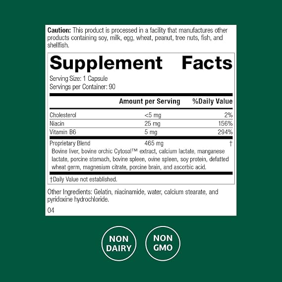 Standard Process Orchex - Nervous System Care Supplement - Excellent Source of Niacin and Vitamin B6 - Non-Dairy & Whole Food-Based - 90 Capsules (90 Servings)