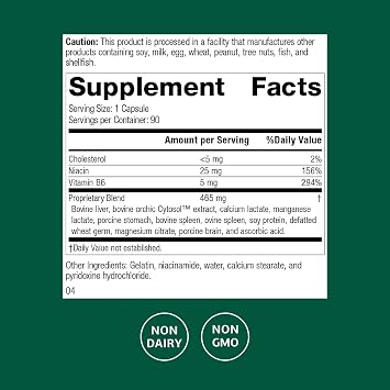 Standard Process Orchex - Nervous System Care Supplement - Excellent Source of Niacin and Vitamin B6 - Non-Dairy & Whole Food-Based - 90 Capsules (90 Servings)