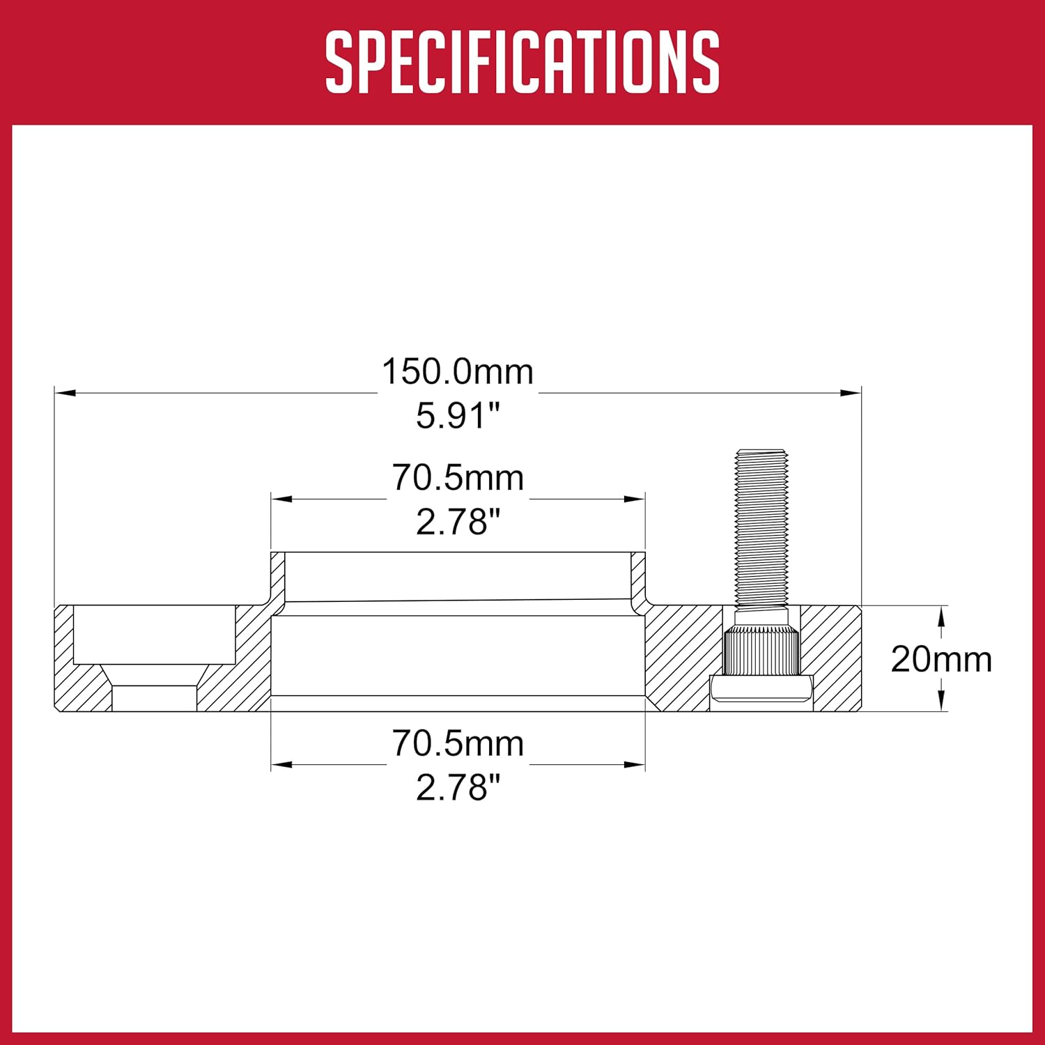 Wheel Accessories Parts 2 Pc Hub Centric Wheel Spacers Adapters 5x4.5 5x114.3 20mm Thick 1/2-20 Thread Stud Fits Ford Mustang 1994 to 2014