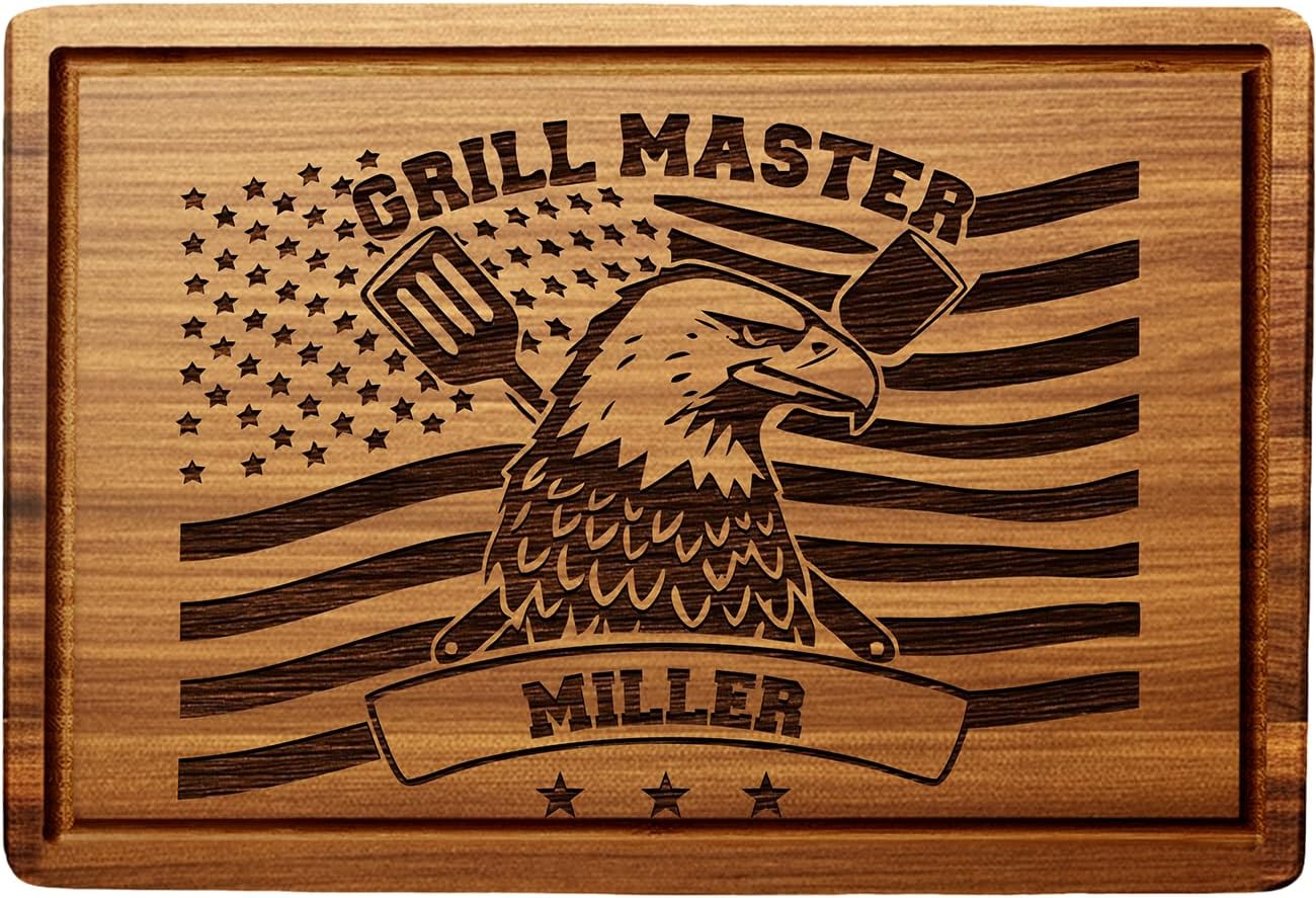 Grilling Gifts for Men, Personalized Cutting Board, Custom Wood Engraved Grill Master Cooking Gift, Unique Christmas & Birthday Presents for Husband, Dad, In-Laws & Men Who Have Everything