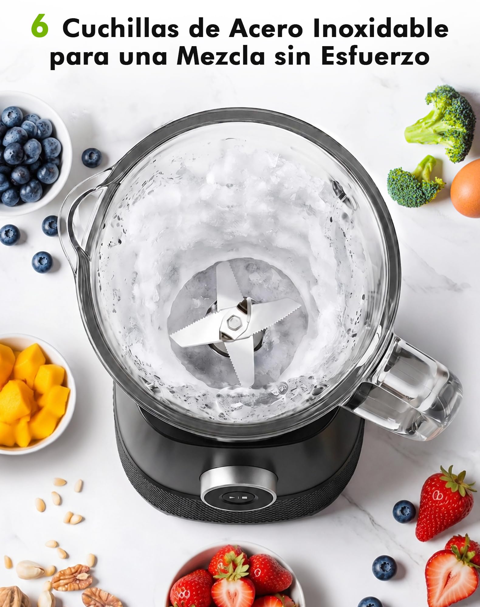 Batidora de Vaso, 1500W Batidora Smoothies, Vaso Batidora con Jarra de Vidrio 1,5L y Botella Tritan 600ml sin BPA, Velocidad Ajustable y Cuchillas de Acero Inoxidable, Licuadora para Zumos y Batidos