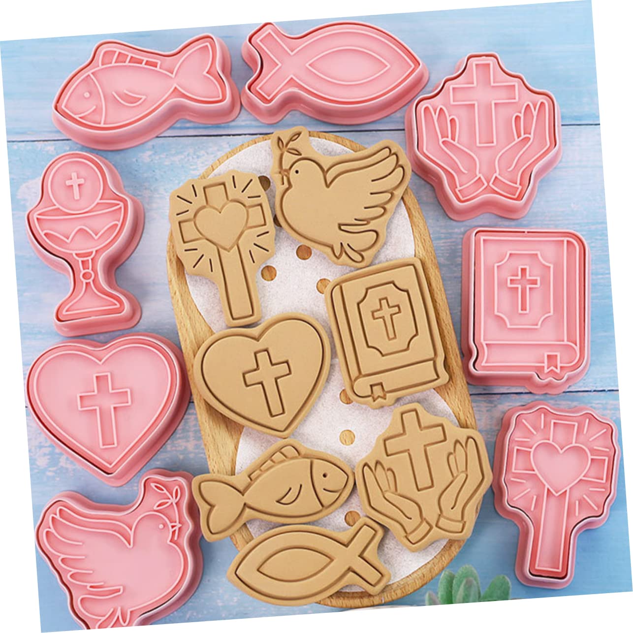 Amosfun 5 Ensembles Moule Accessoires De Pâtisserie Pour Biscuits Emporte-pièces Pour Fondants Scone Outil De Cuisson De Pâques Fournitures De Pâtisserie Nourriture Pp Rose 8 Pièces * 5