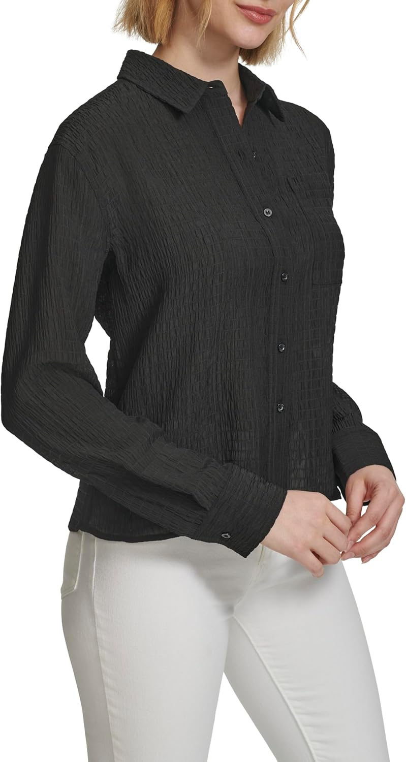 Calvin Klein Womens Long Sleeve Button Up Blouse - Image 3