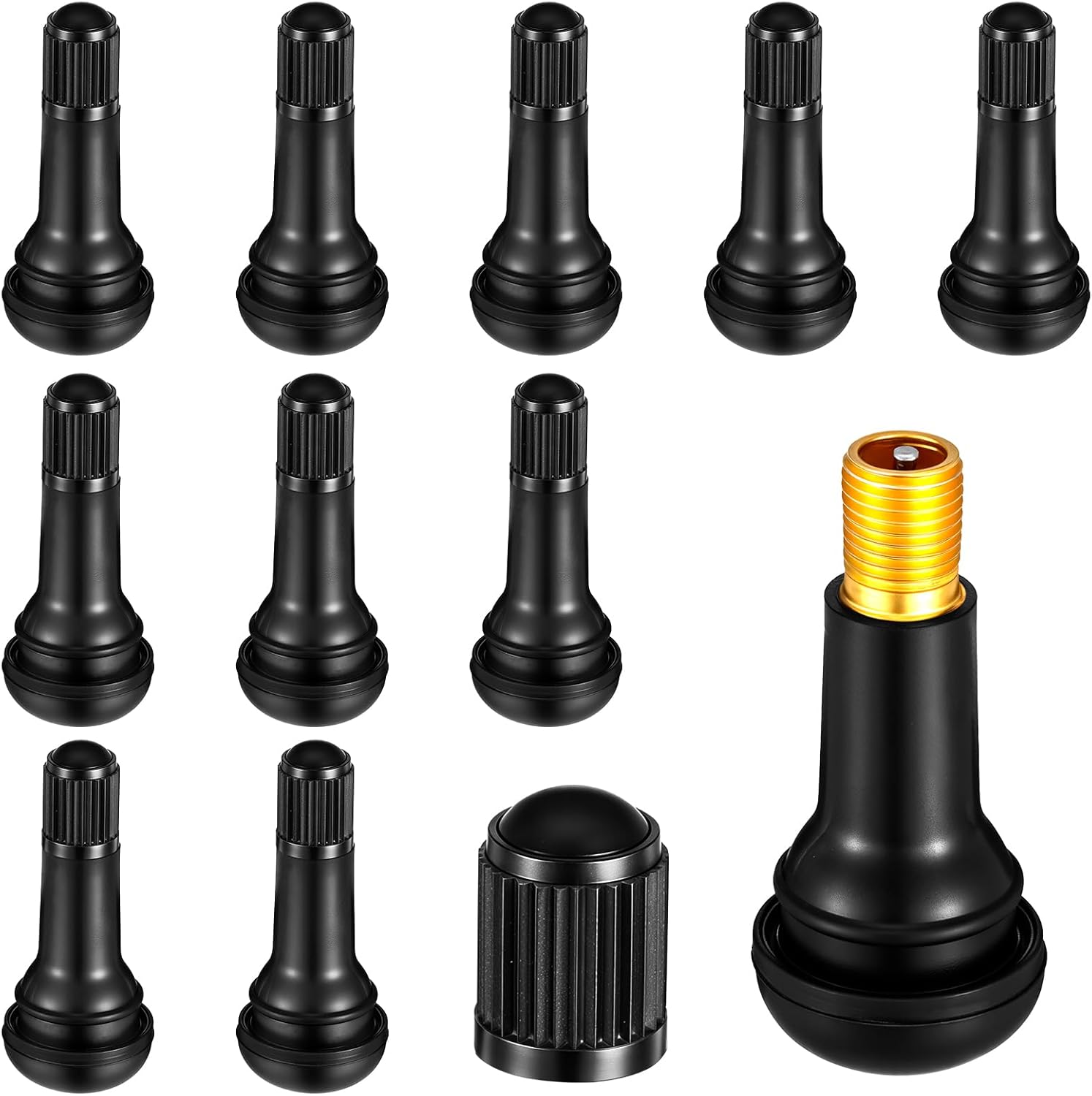 10 PCS Tire Valve Stems Set, TR413 Tubeless Valve Stems, Snap-in Rubber Tire Valves for 0.453" Tubeless Rims, Universal Durable Black Replacement Stem Fit for Cars, Trucks, Trailers, Lawn Mowers