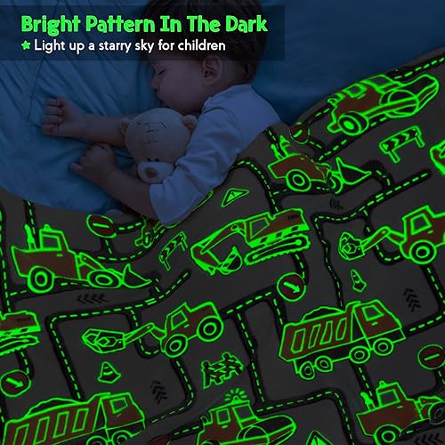 Miniatura 3 de Juguetes de regalo de excavadora de construcción para niños, manta de camión que brilla en la oscuridad para adolescentes, Pascua, cumpleaños,