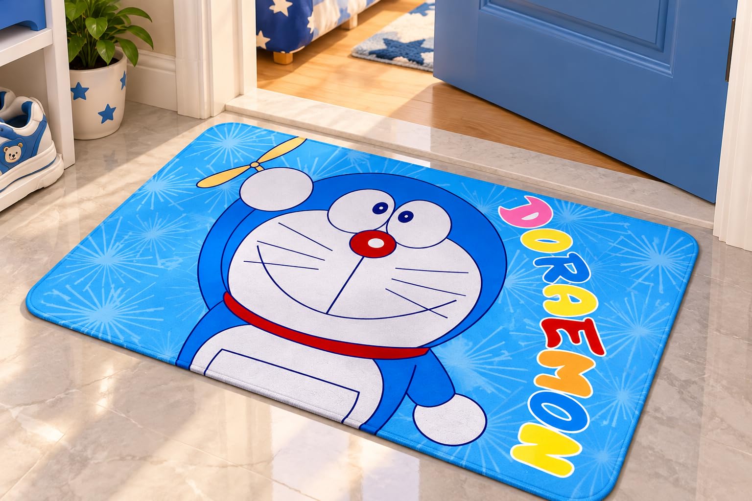 Cute Doraemon Doormat - Pink Kids Room Rug -8