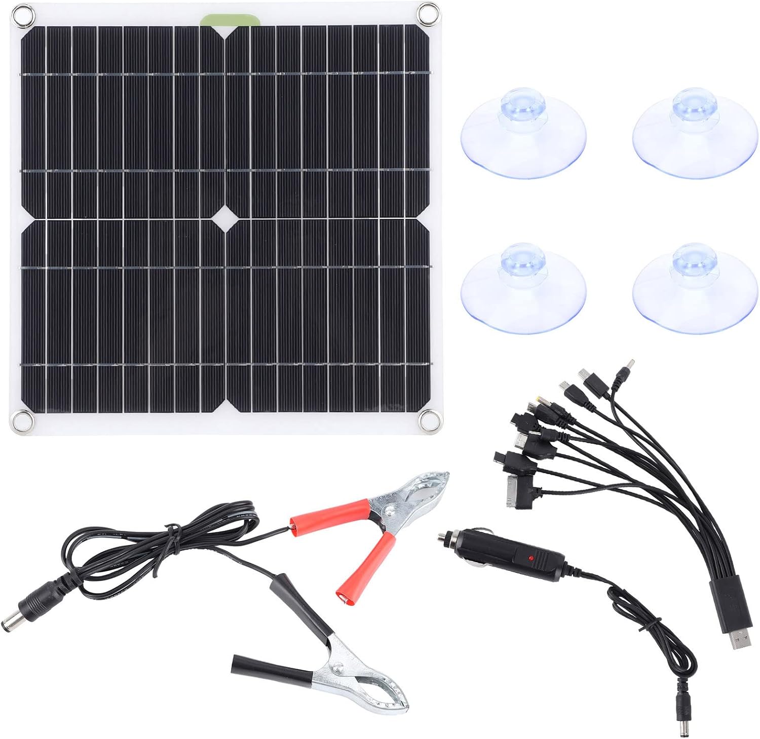 Mobile Solar Chargers, 200W Car Solar Panel Charger Kit Portable Universal Phone MP3 Charging Multi Connector Design Car Solar Panel Charger Kit for Car RV Yacht Caravan