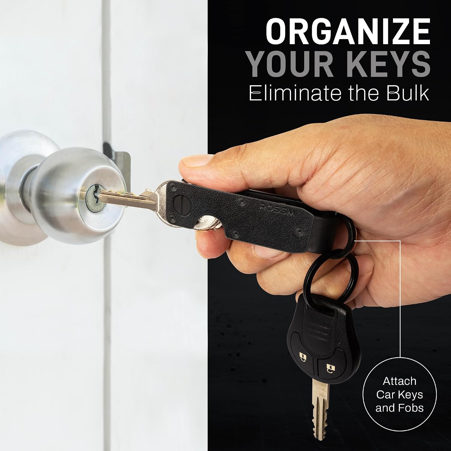 ROSSM Key Organizer - Compact Metallic Key Holder | Minimalist Innovative Keyholder | Smart Keychain Secures 2-6 Keys image 3