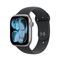 Apple Watch Series 11 GPS, Cassa 46 mm in alluminio grigio siderale con Cinturino Sport nero