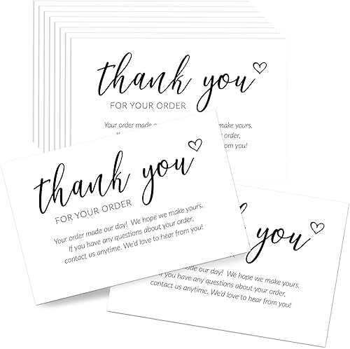 T MARIE 50 tarjetas de agradecimiento extra grandes de 4 x 6 pulgadas, suministros para pequeñas empresas para tiendas boutique, gracias por tu