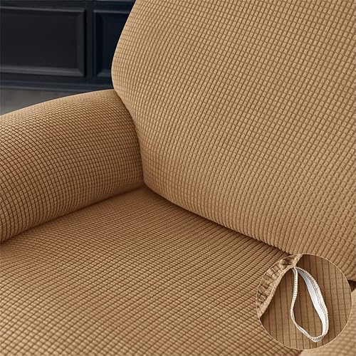 Vista 47 de Funda elástica de jacquard para silla reclinable, funda de sofá de poliéster de 4 piezas con bolsillo lateral, lavable a máquina Azul oscuro