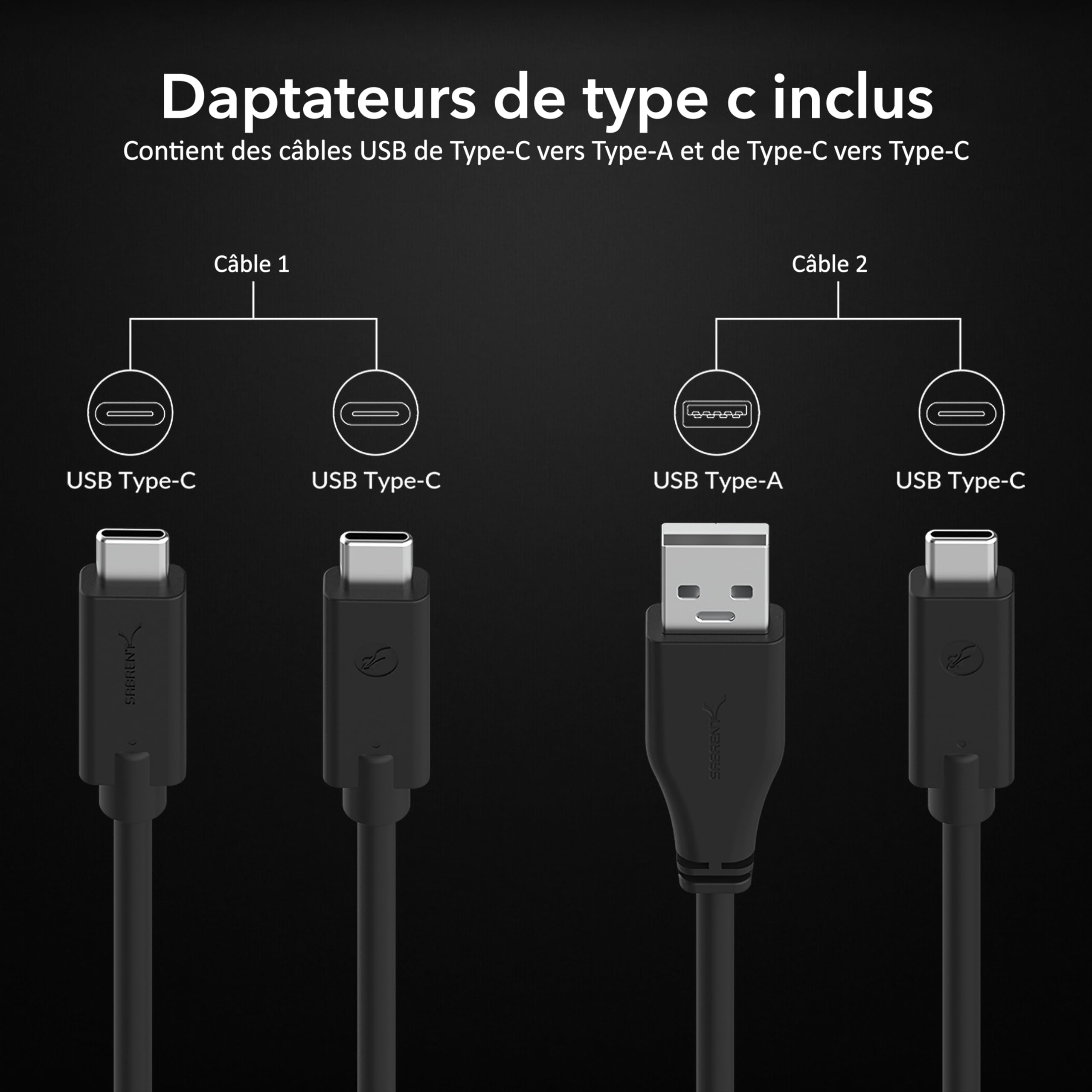 SABRENT ssd Externe 1 to NVMe SSD, Disque Dur M.2, Portable USB C 3.2 Gen 2x2, 1500 MB/s en de Lecture, câble USB-C Inclus, Coque en Aluminium, résistant à la poussière (SB-1TB-NAV2)